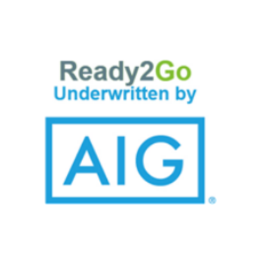 Logo featuring "Ready2Go" above "Underwritten by AIG" in a branded design.