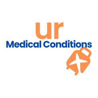 Logo featuring "ur Medical Conditions" with an orange suitcase icon. Logo featuring "ur Medical Conditions" with an orange suitcase icon.